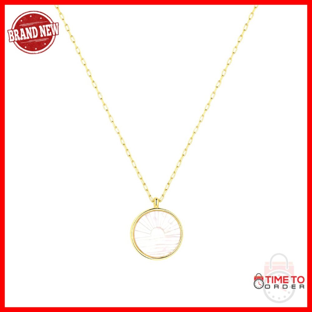 Adjustable 18k Gold-Plated Necklace With Mother Of Pearl Pendant